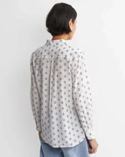 Best Sportscraft Alba Cotton Silk Shirt in Ivoryblack Ivory/black