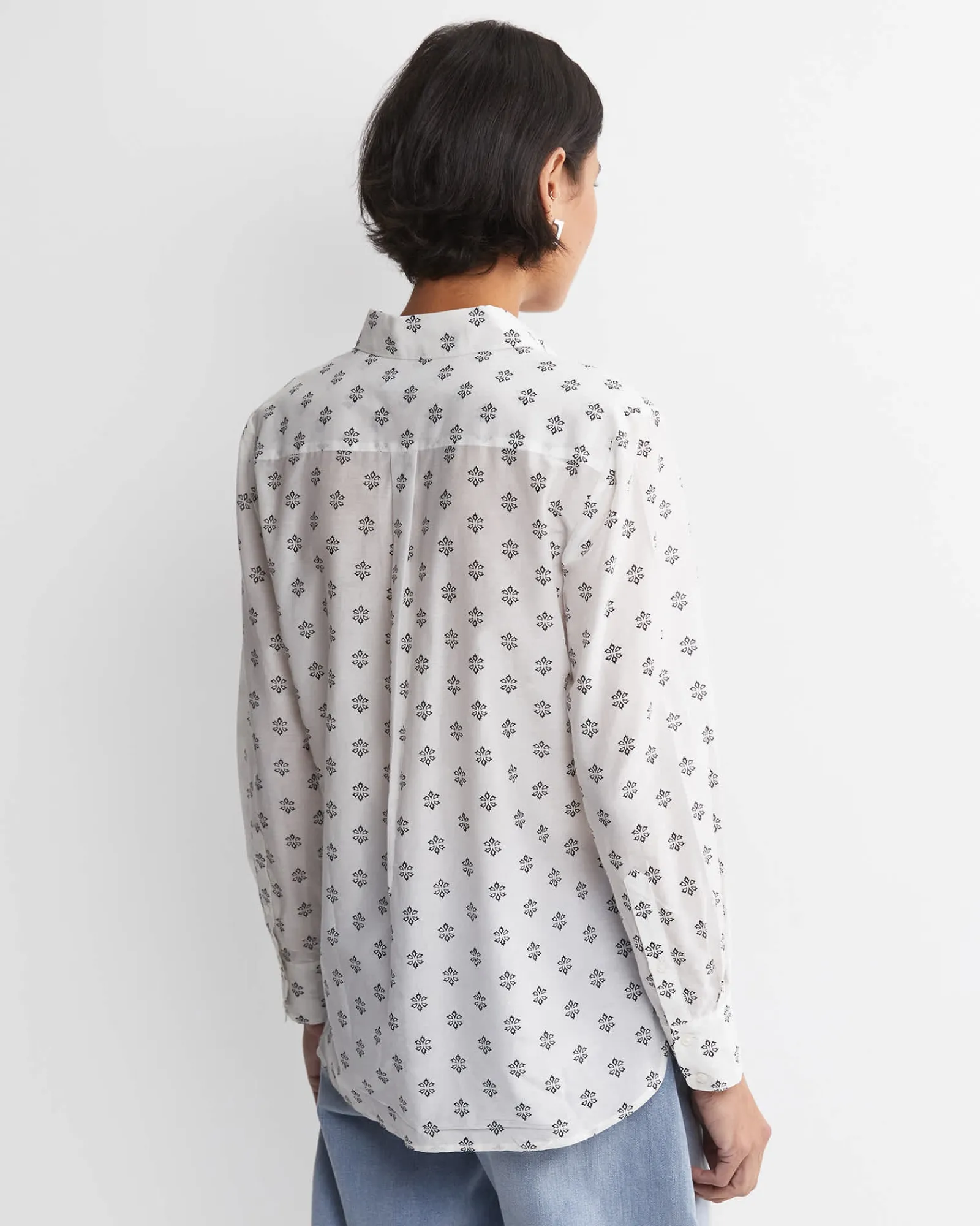 Best Sportscraft Alba Cotton Silk Shirt in Ivoryblack Ivory/black