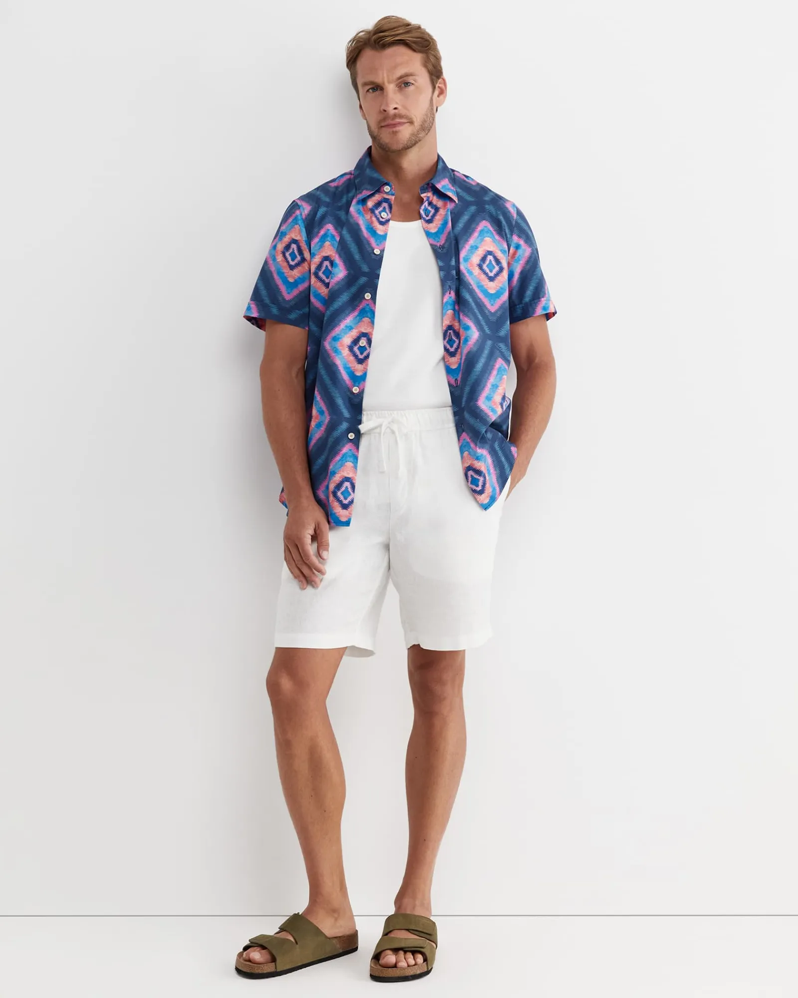 Discount Sportscraft Alf Short Sleeve Liberty Shirt in Navy Multi NavyMulti