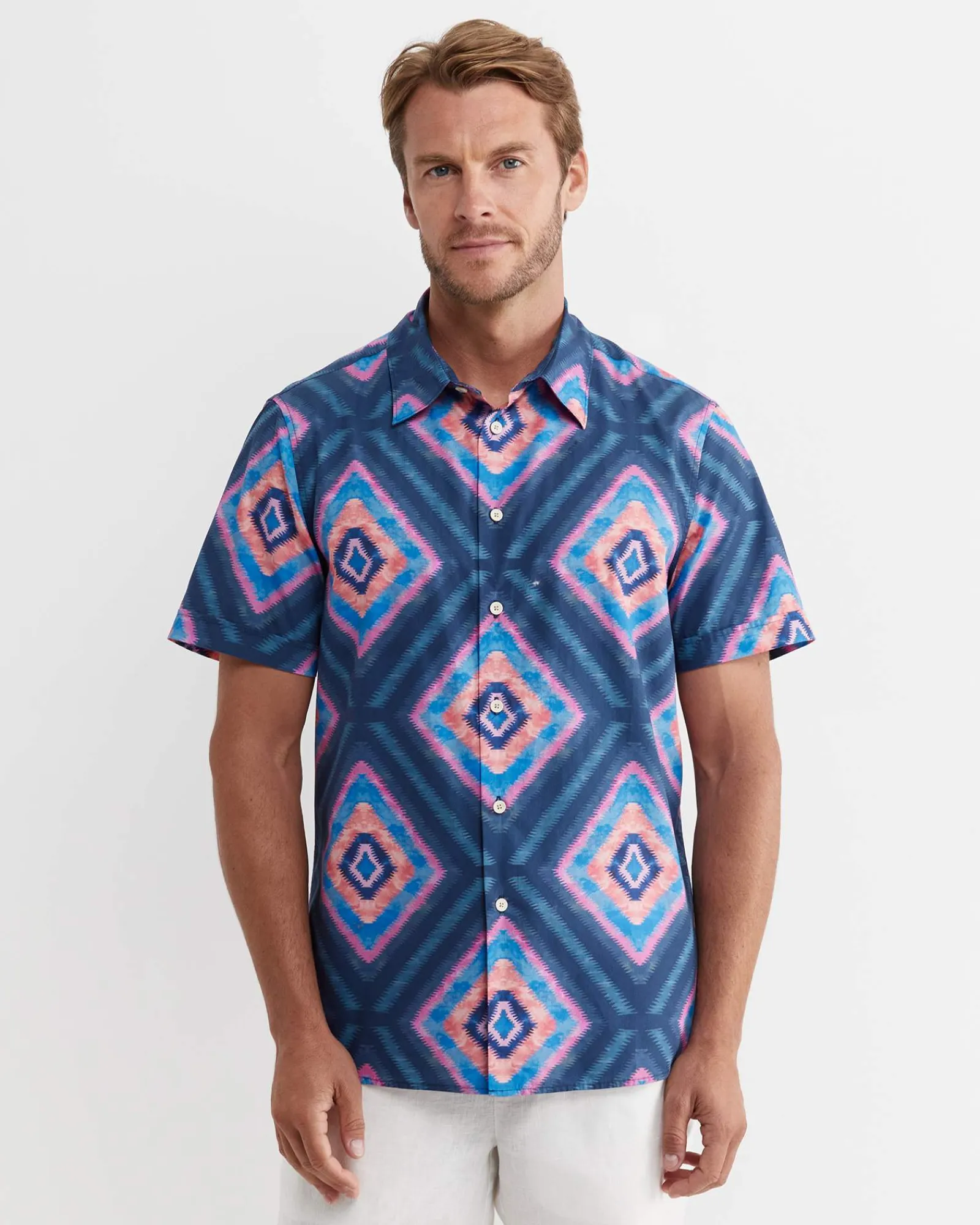 Discount Sportscraft Alf Short Sleeve Liberty Shirt in Navy Multi NavyMulti