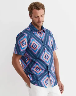 Discount Sportscraft Alf Short Sleeve Liberty Shirt in Navy Multi NavyMulti