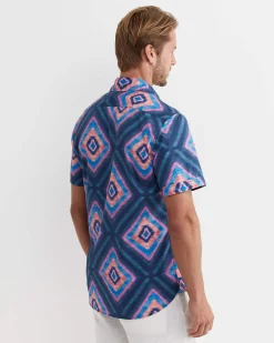 Discount Sportscraft Alf Short Sleeve Liberty Shirt in Navy Multi NavyMulti