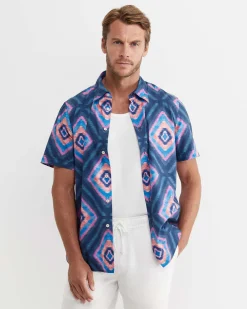 Discount Sportscraft Alf Short Sleeve Liberty Shirt in Navy Multi NavyMulti