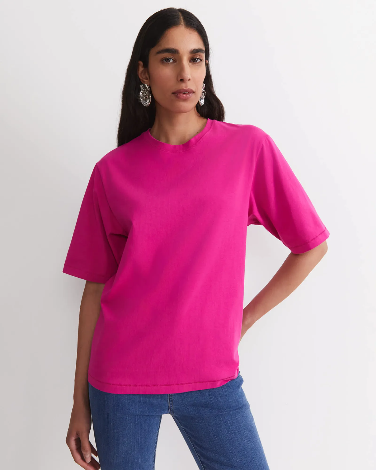 Clearance Sportscraft Alice Oversized Cotton T-Shirt in Berry