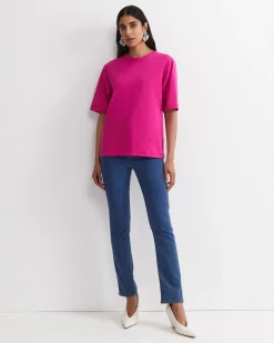 Clearance Sportscraft Alice Oversized Cotton T-Shirt in Berry