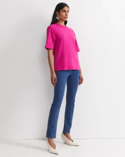 Clearance Sportscraft Alice Oversized Cotton T-Shirt in Berry