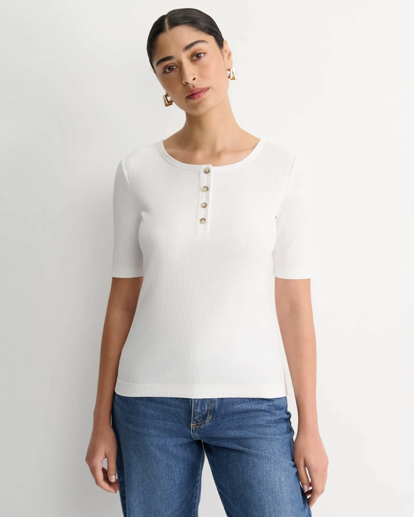 Best Sportscraft Allie Rib Henley Tee in White