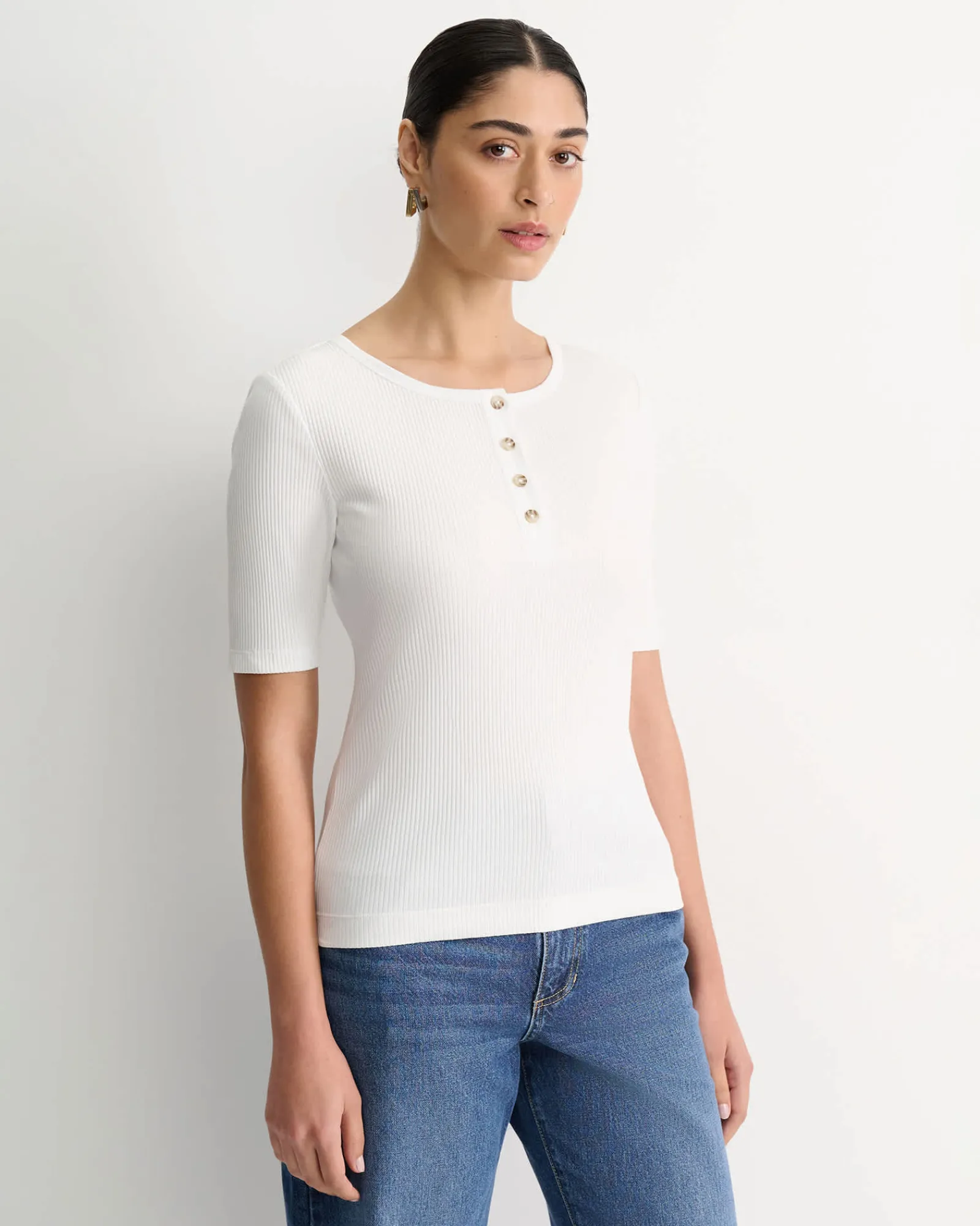 Best Sportscraft Allie Rib Henley Tee in White