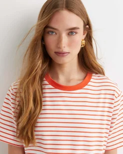 Hot Sportscraft Amanda Stripe Short Sleeve Tee in Orangewhite Orange/white
