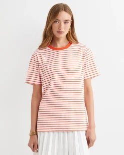 Hot Sportscraft Amanda Stripe Short Sleeve Tee in Orangewhite Orange/white