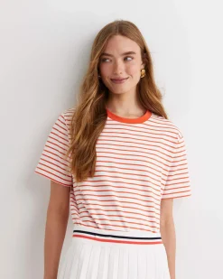 Hot Sportscraft Amanda Stripe Short Sleeve Tee in Orangewhite Orange/white