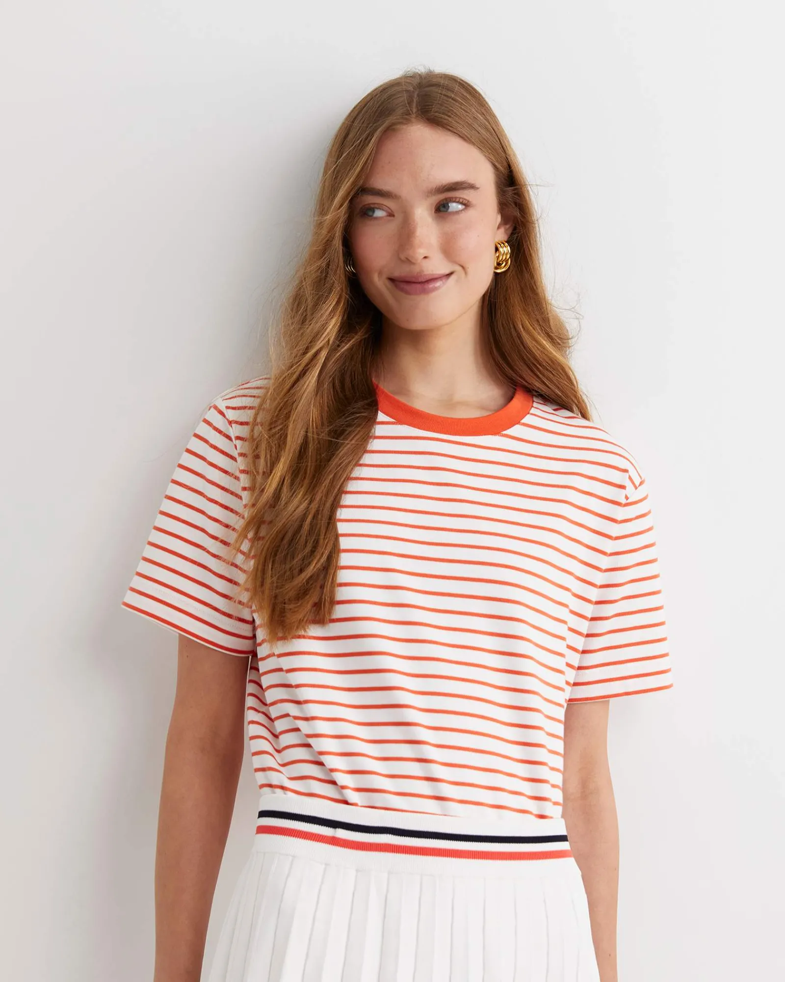 Hot Sportscraft Amanda Stripe Short Sleeve Tee in Orangewhite Orange/white