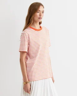 Hot Sportscraft Amanda Stripe Short Sleeve Tee in Orangewhite Orange/white