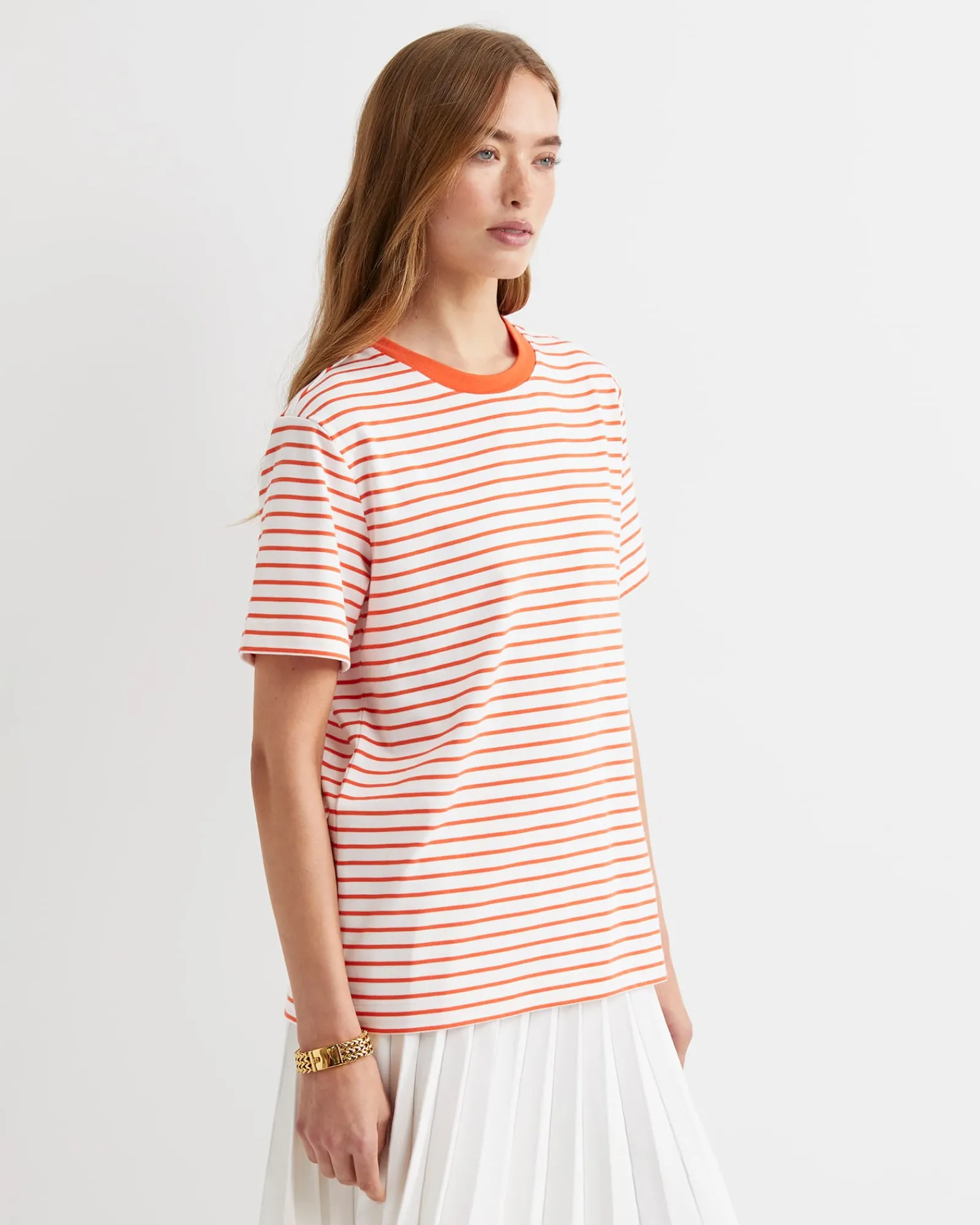 Hot Sportscraft Amanda Stripe Short Sleeve Tee in Orangewhite Orange/white