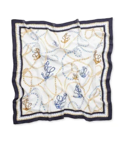 Clearance Sportscraft Anchor Silk Scarf in Ivorynavy Ivory/navy