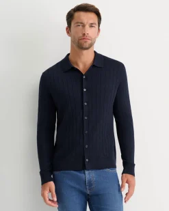 Fashion Sportscraft Angus Merino Knit Shirt in Navy