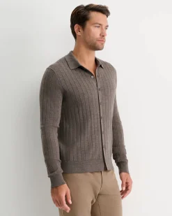 Outlet Sportscraft Angus Merino Knit Shirt in Bark