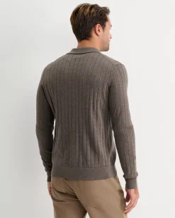 Outlet Sportscraft Angus Merino Knit Shirt in Bark
