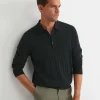 New Sportscraft Angus Merino Long Sleeve Knit Polo in Forest