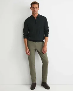 New Sportscraft Angus Merino Long Sleeve Knit Polo in Forest