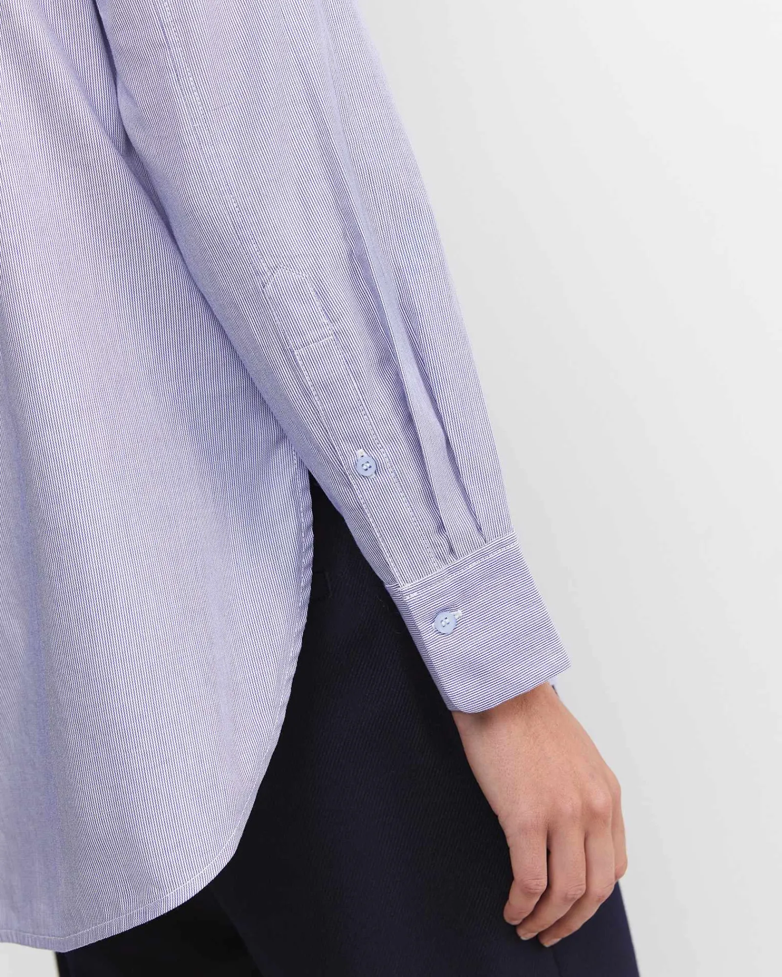 New Sportscraft Asha Stripe Ruffle Blouse in Bluewhite Blue/white