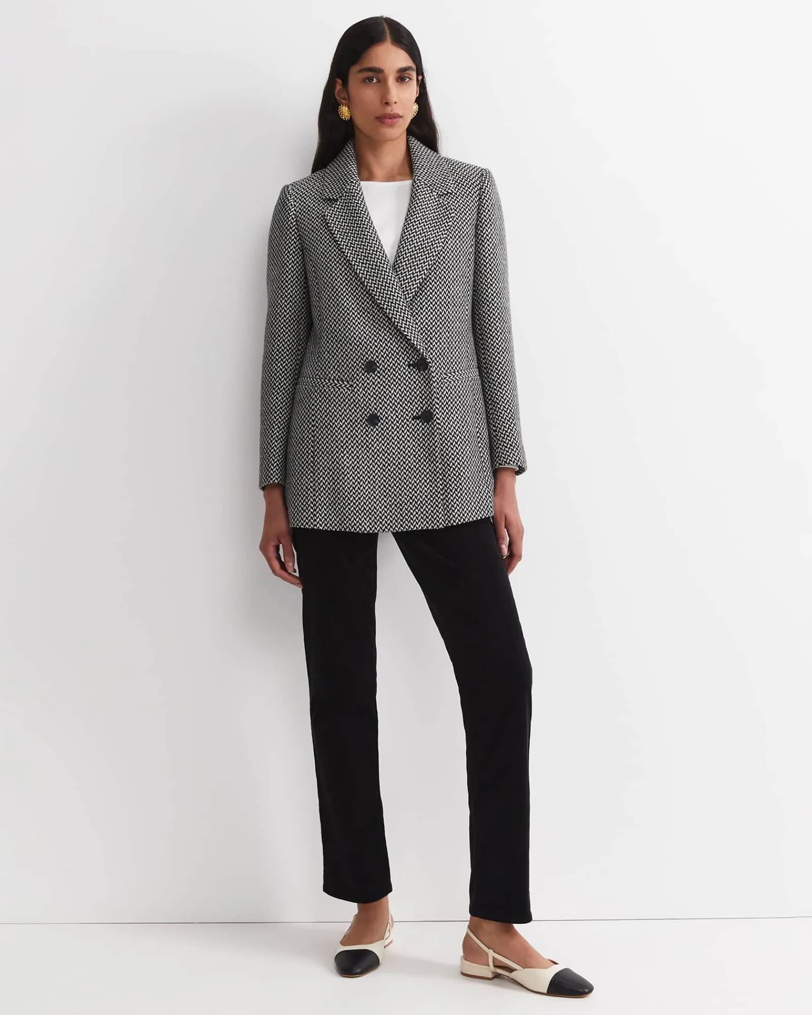 Online Sportscraft Bea Double Breasted Coat in Blackwhite Black/white