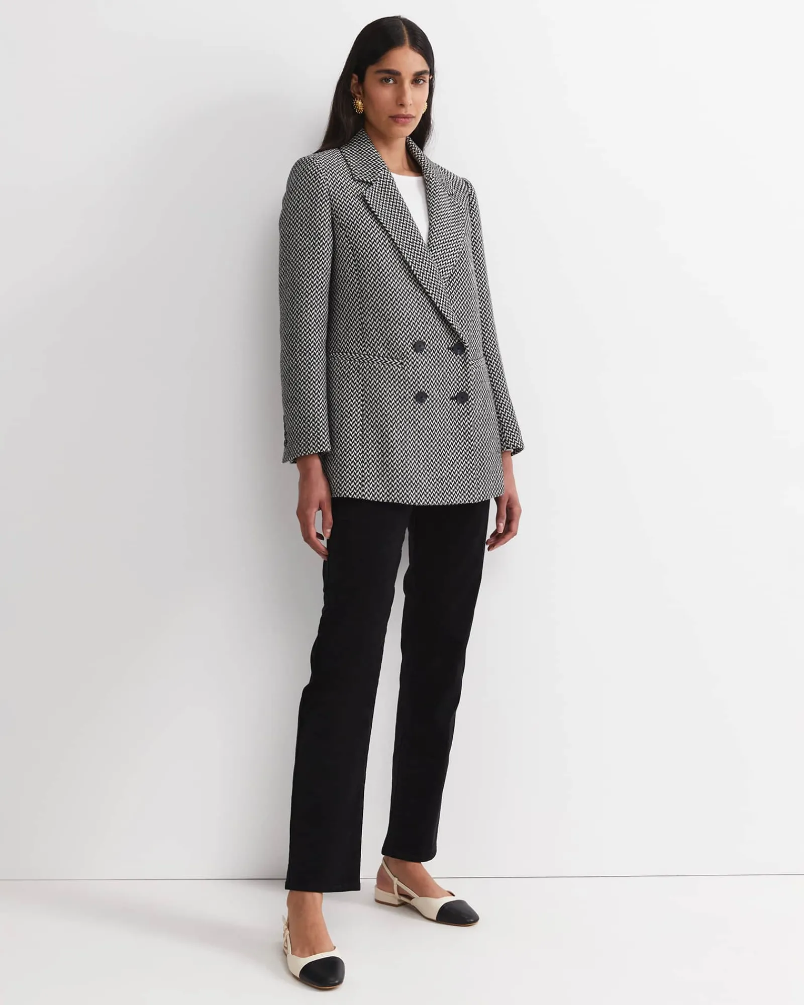 Online Sportscraft Bea Double Breasted Coat in Blackwhite Black/white