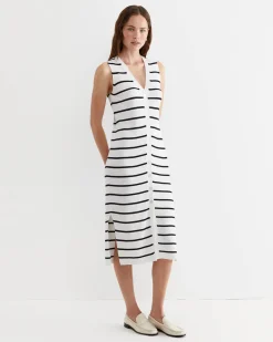 Fashion Sportscraft Becky Cotton Vest Dress in Whitenavy White/navy