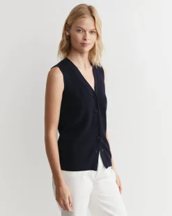Fashion Sportscraft Becky Cotton Vest in Navy