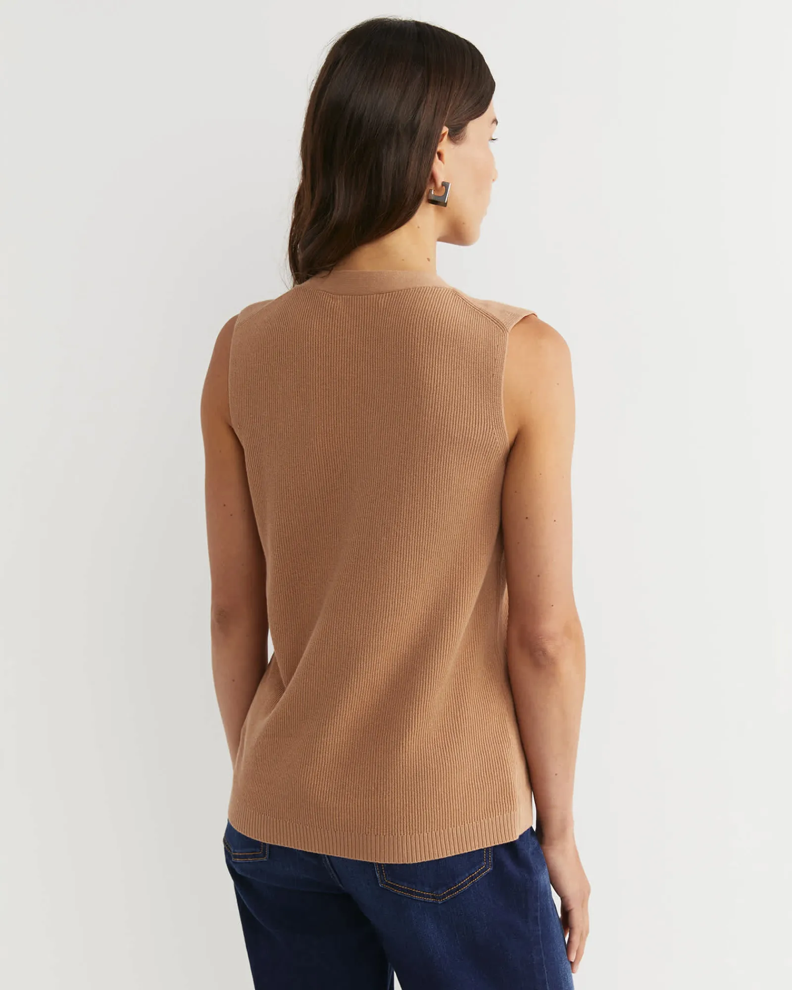 New Sportscraft Becky Cotton Vest in Tan