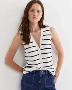 Clearance Sportscraft Becky Cotton Vest in Whitenavy White/navy