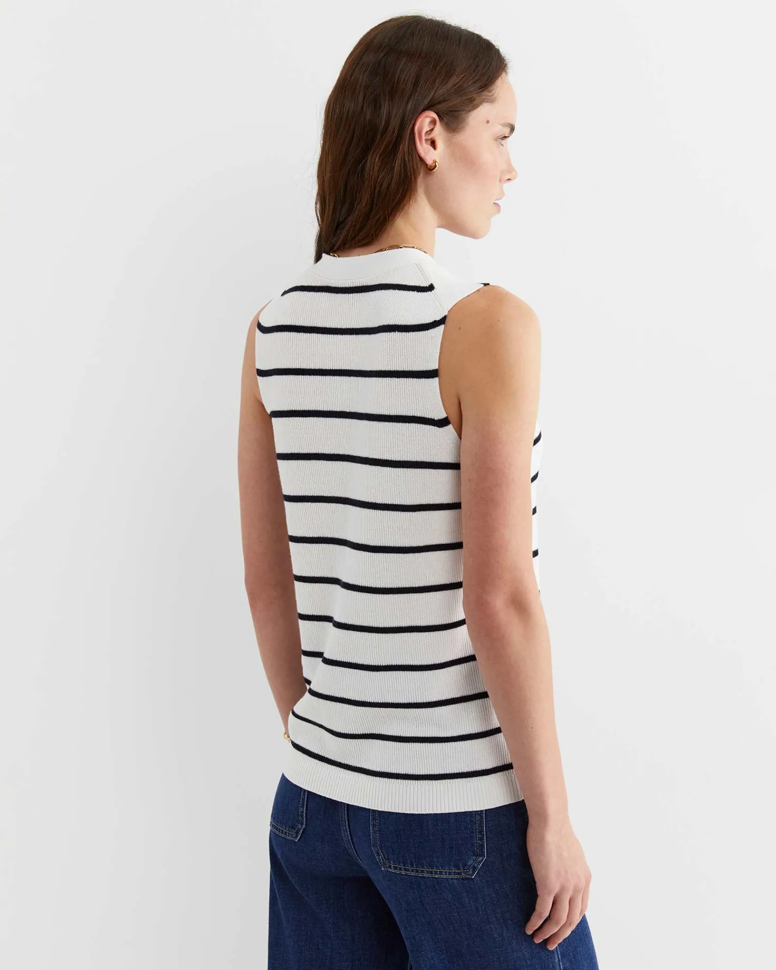 Clearance Sportscraft Becky Cotton Vest in Whitenavy White/navy