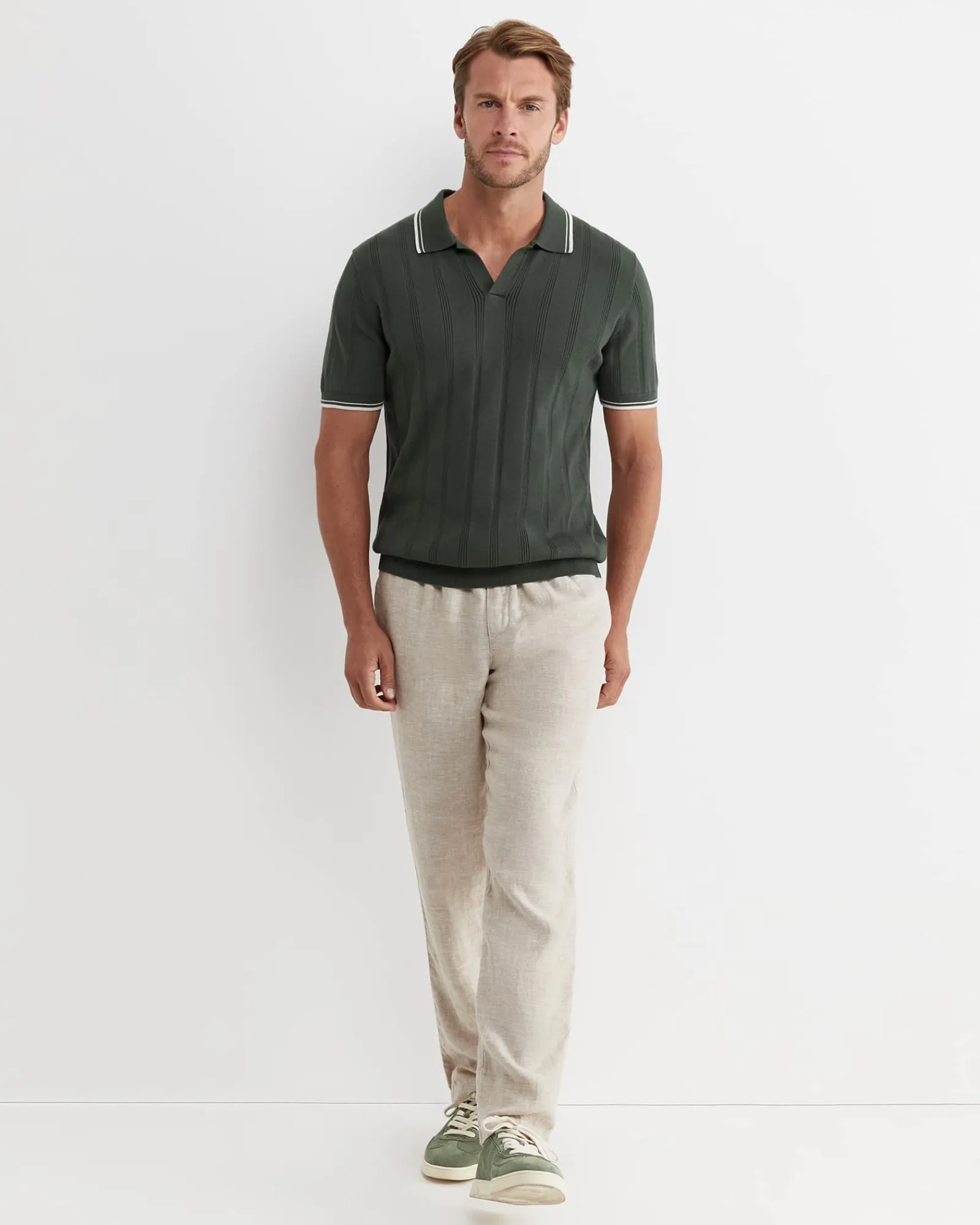 Clearance Sportscraft Braddon Knit Polo in Forest
