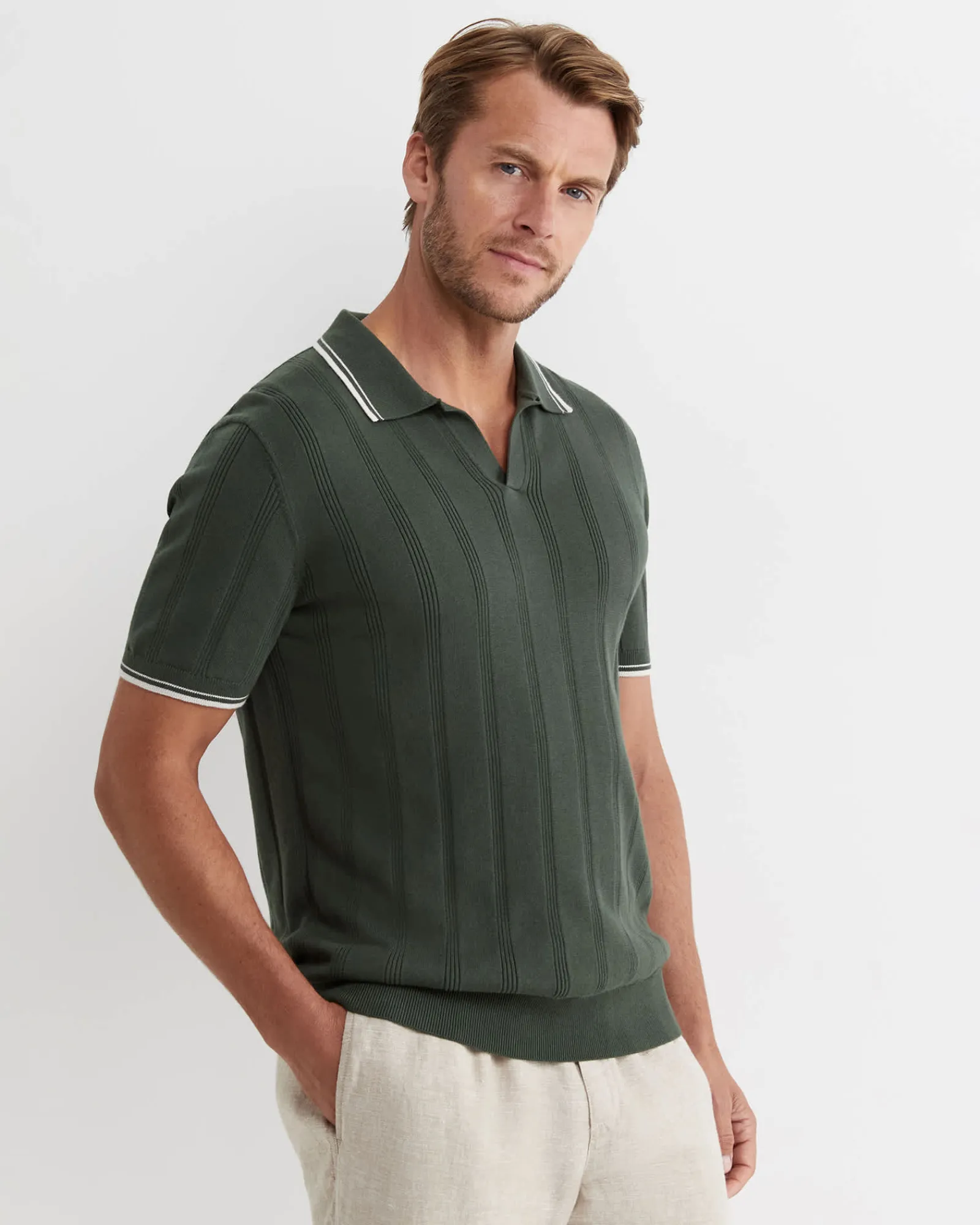 Clearance Sportscraft Braddon Knit Polo in Forest