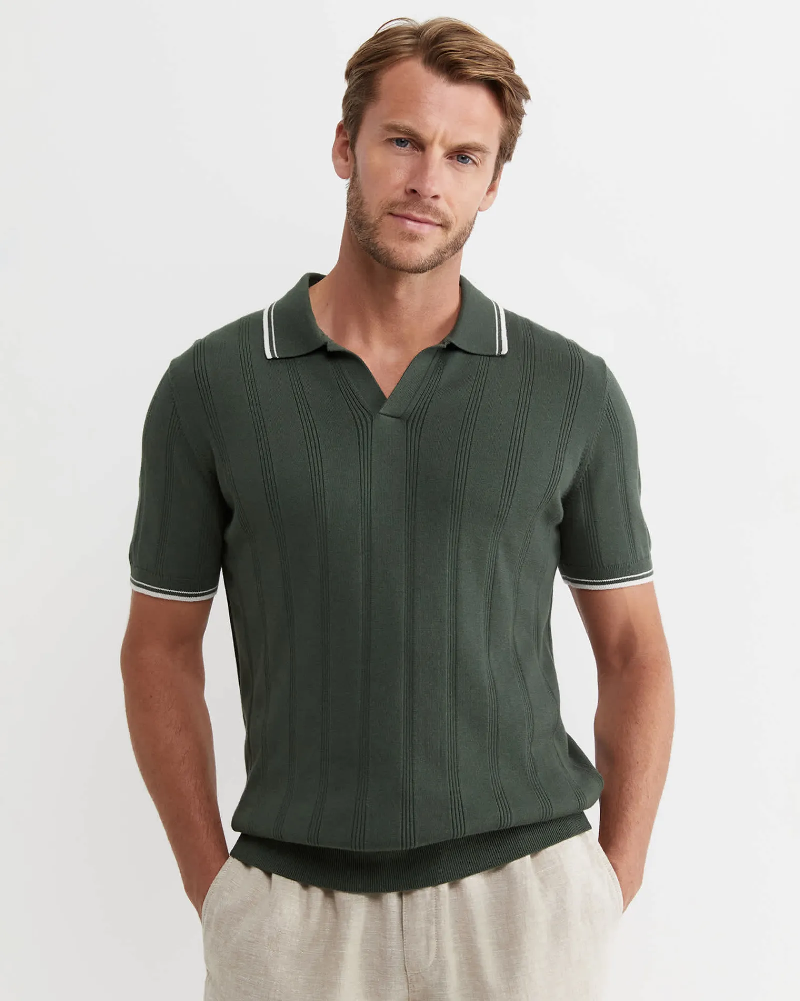 Clearance Sportscraft Braddon Knit Polo in Forest