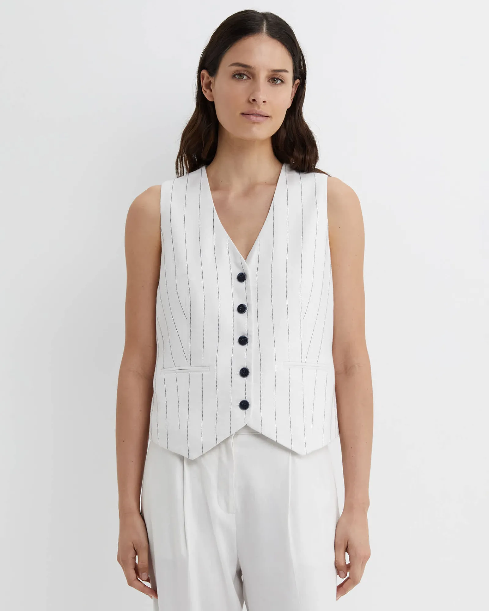 Outlet Sportscraft Brianne Stripe Vest in Whitenavy White/navy