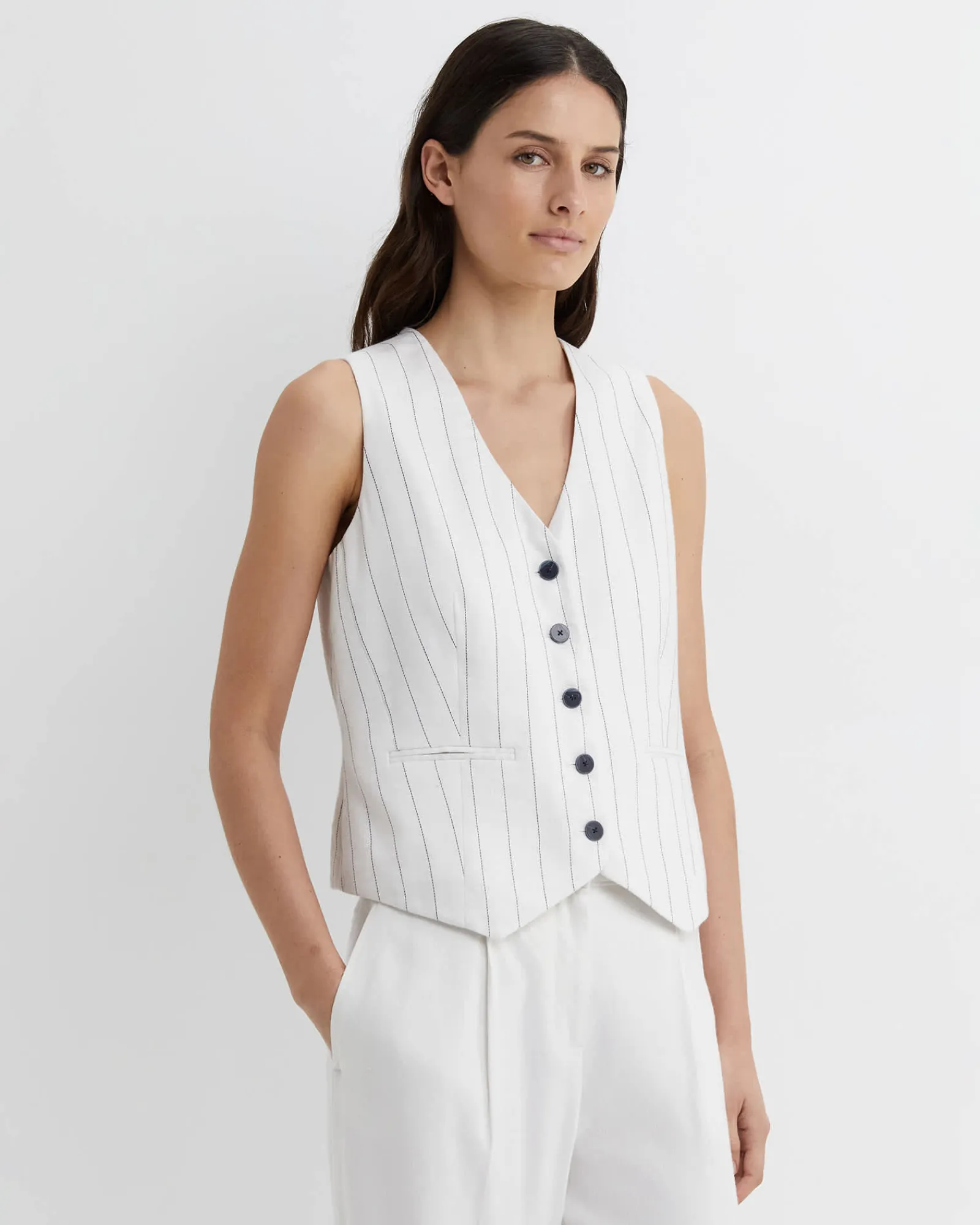 Outlet Sportscraft Brianne Stripe Vest in Whitenavy White/navy