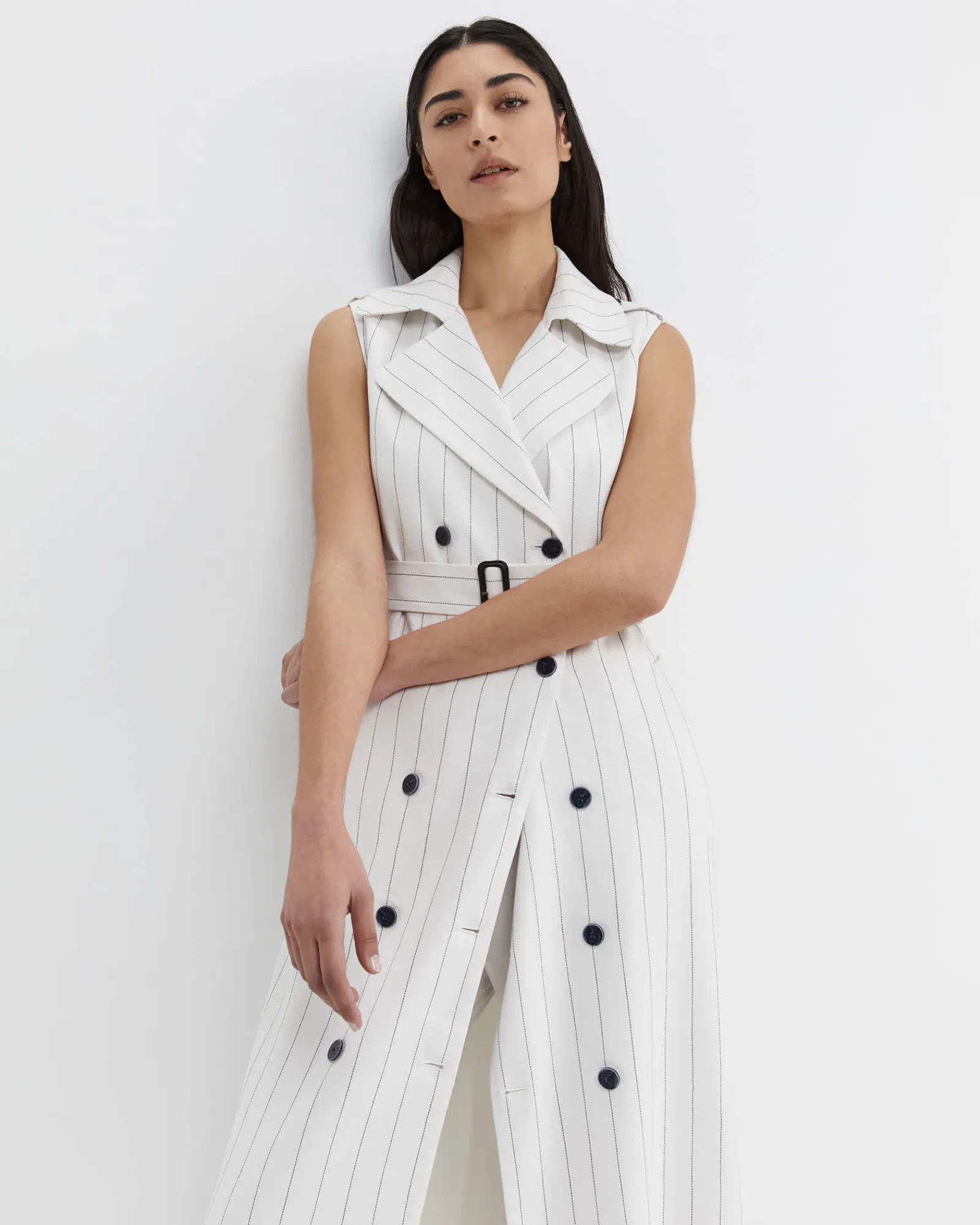 Outlet Sportscraft Brianne Trench Maxi Dress in Whitenavy White/navy