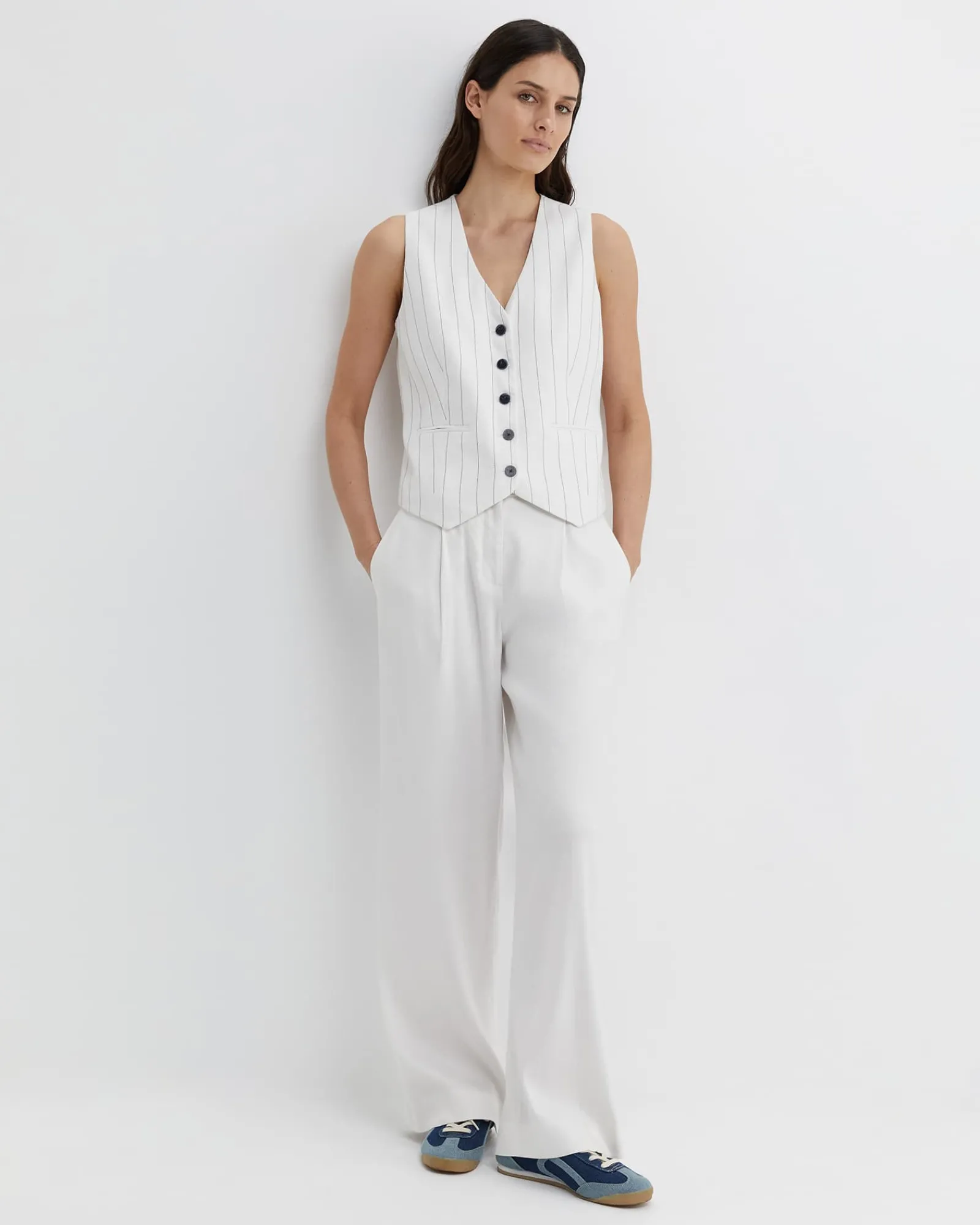 Online Sportscraft Brianne Wide Leg Pleat Pant in White