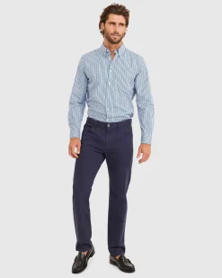 Clearance Sportscraft Bromwich Long Sleeve Regular Stripe Shirt in Blue