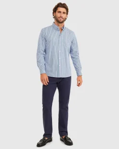 Clearance Sportscraft Bromwich Long Sleeve Regular Stripe Shirt in Blue