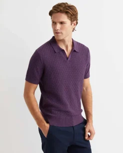 Clearance Sportscraft Bryant Knitted Polo in Dark Purple DarkPurple
