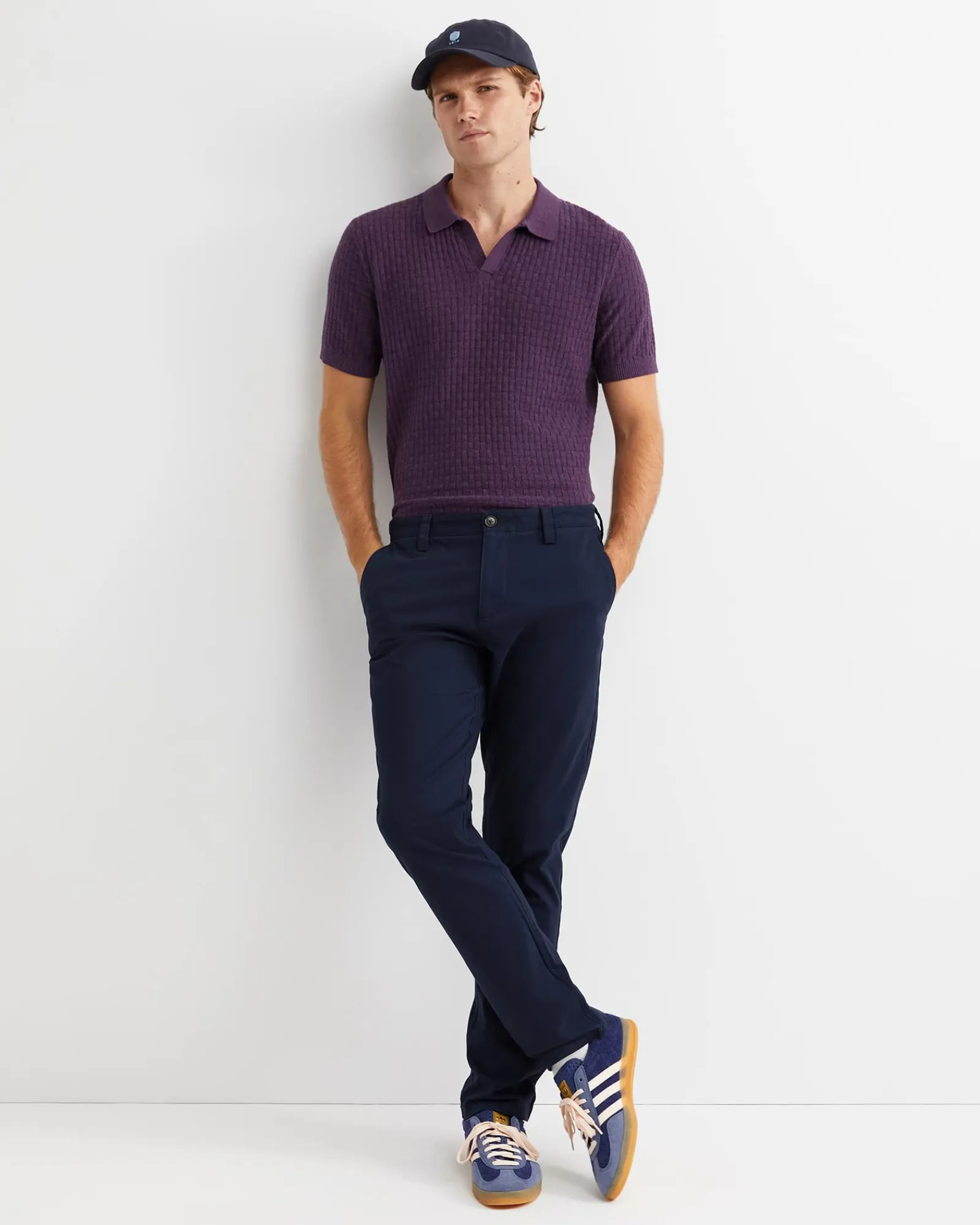 Clearance Sportscraft Bryant Knitted Polo in Dark Purple DarkPurple