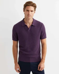 Clearance Sportscraft Bryant Knitted Polo in Dark Purple DarkPurple