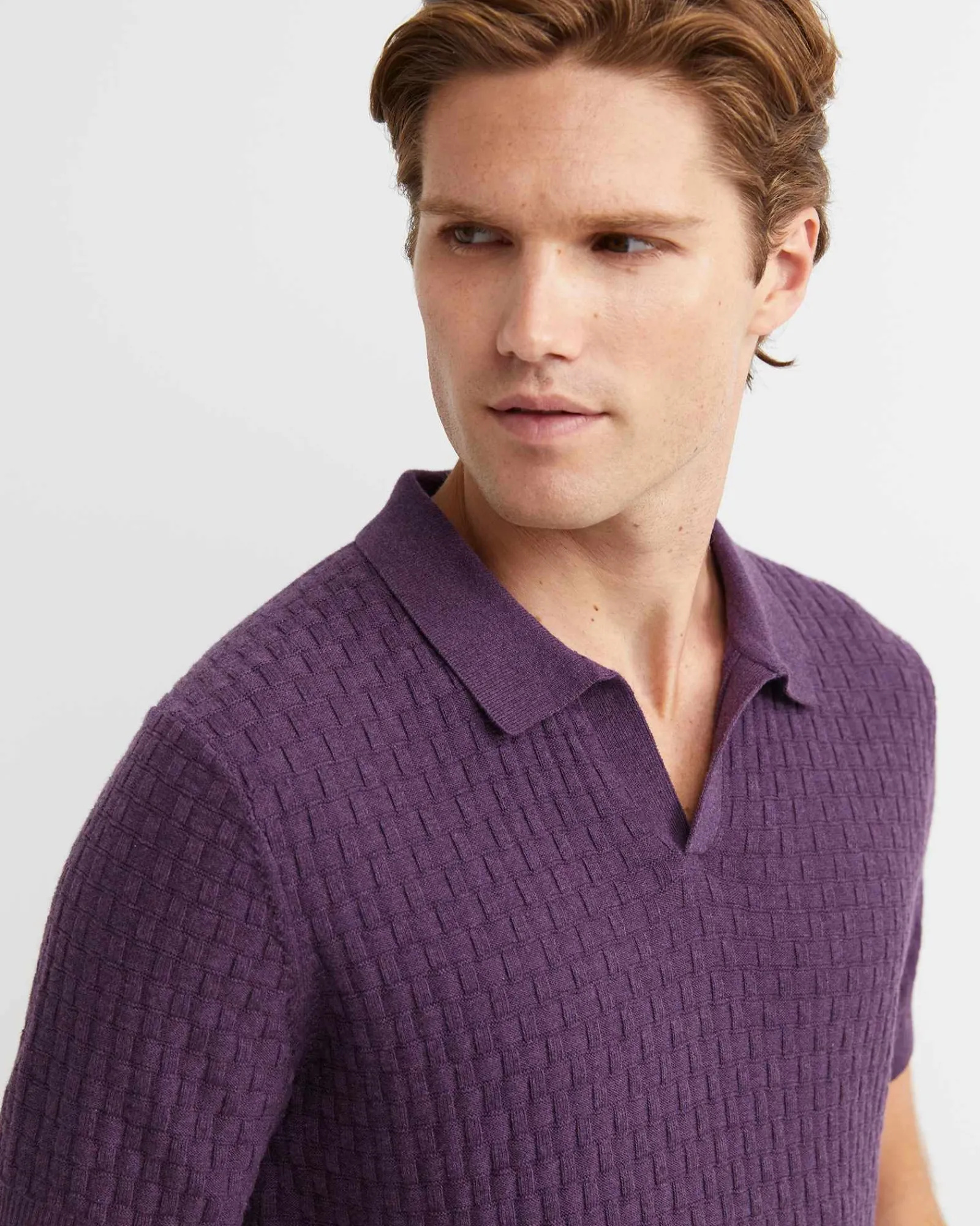 Clearance Sportscraft Bryant Knitted Polo in Dark Purple DarkPurple
