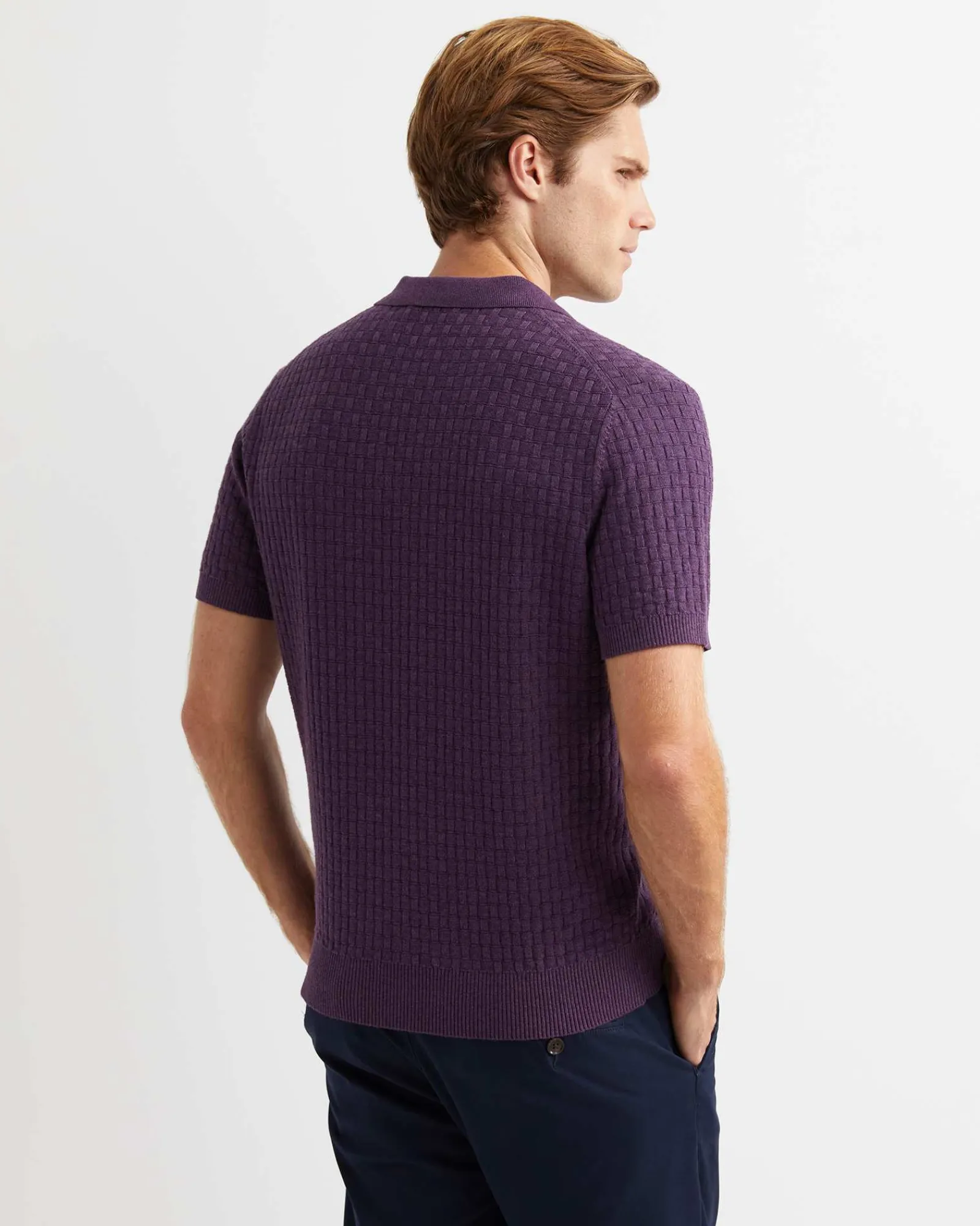 Clearance Sportscraft Bryant Knitted Polo in Dark Purple DarkPurple