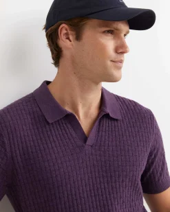 Clearance Sportscraft Bryant Knitted Polo in Dark Purple DarkPurple