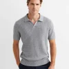 Discount Sportscraft Bryant Knitted Polo in Grey Melange GreyMelange