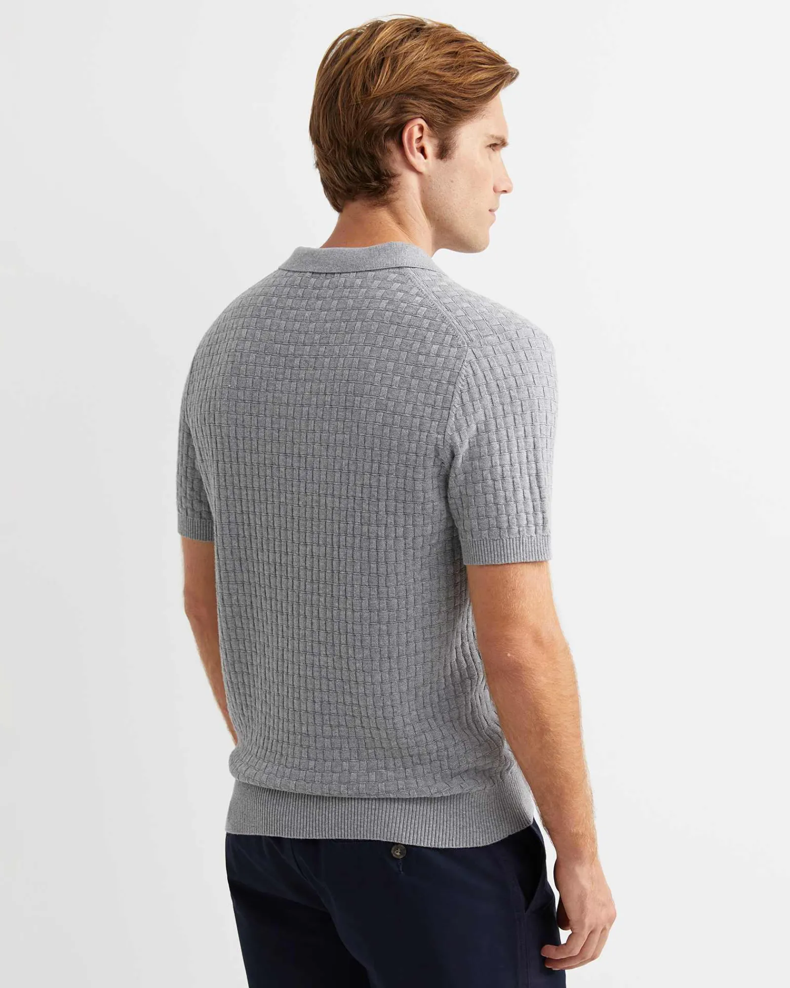 Discount Sportscraft Bryant Knitted Polo in Grey Melange GreyMelange
