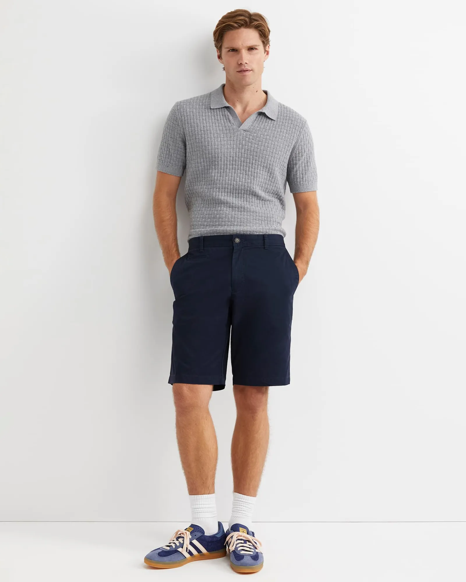 Discount Sportscraft Bryant Knitted Polo in Grey Melange GreyMelange
